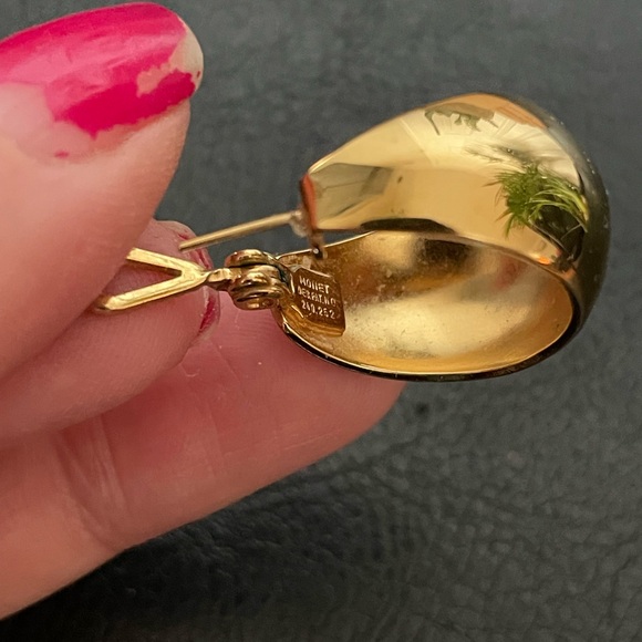 Vintage Monet clips gold plated stamped 50s huge wide tick minimalist - Picture 5 of 6